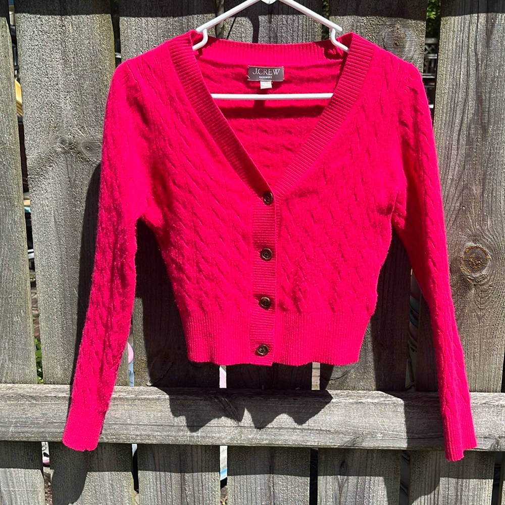 J Crew Cashmere Cropped Hot Pink